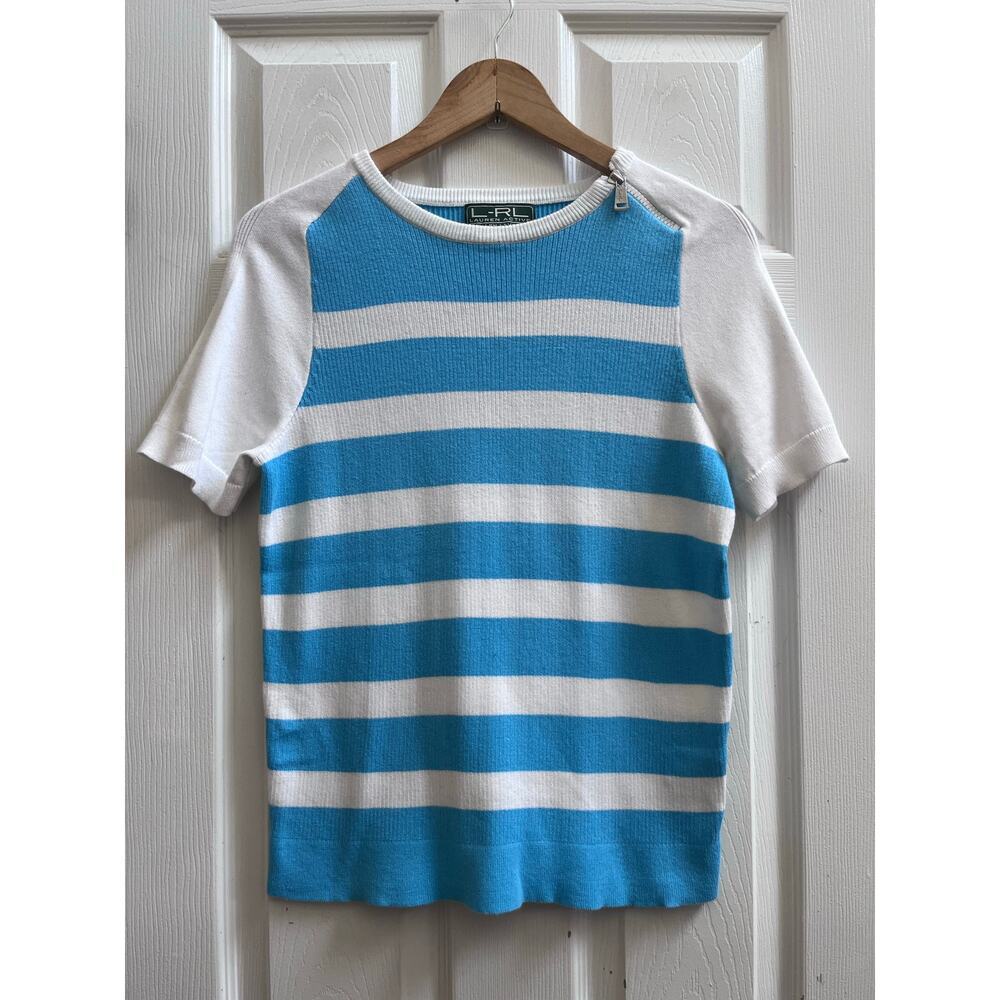Vintage Lauren Ralph Lauren Active Knit Short Sleeve Sweater Top Medium - Picture 3 of 12